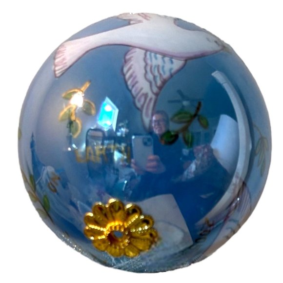 Vintage 2001 Dove Peace On Earth Li Bien Inside Art Glass Ball Ornament - Picture 5 of 9